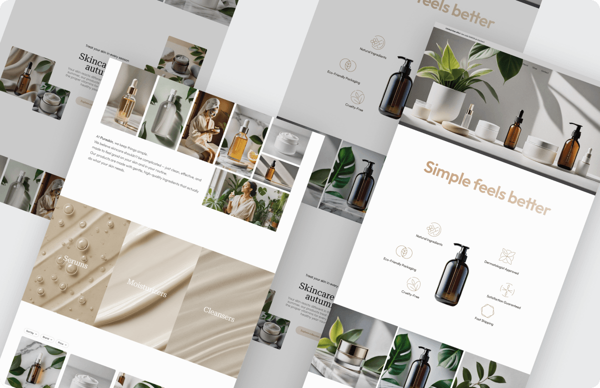 Pureskyn skincare e-commerce design preview